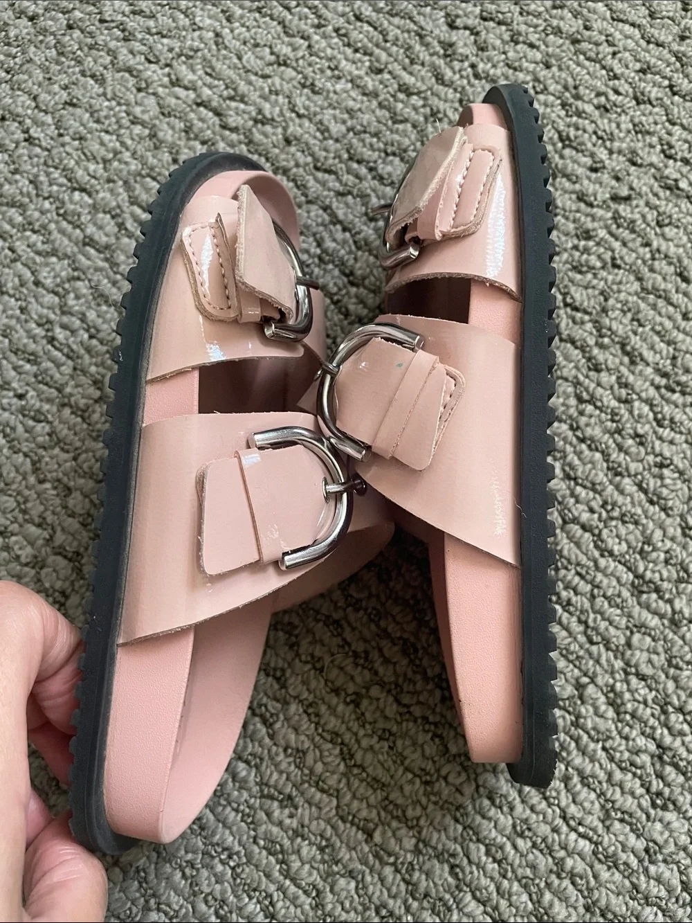 Zara Patent Leather Buckle Sandals